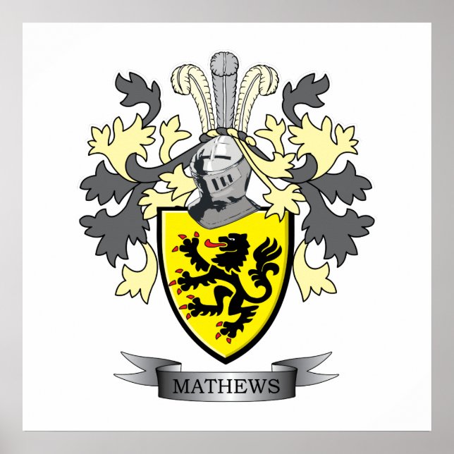 Póster Matthews Family Crest Coat of Arms (Frente)