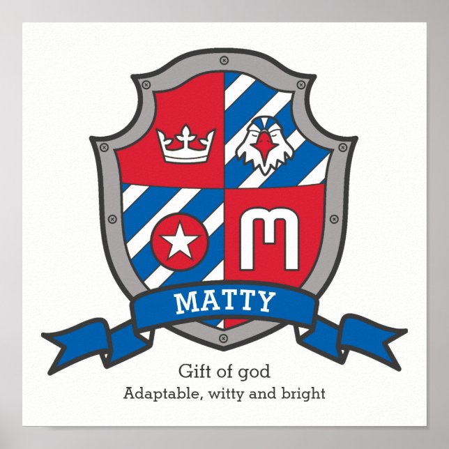 Póster Matty boys name meaning heraldry shield poster (Frente)