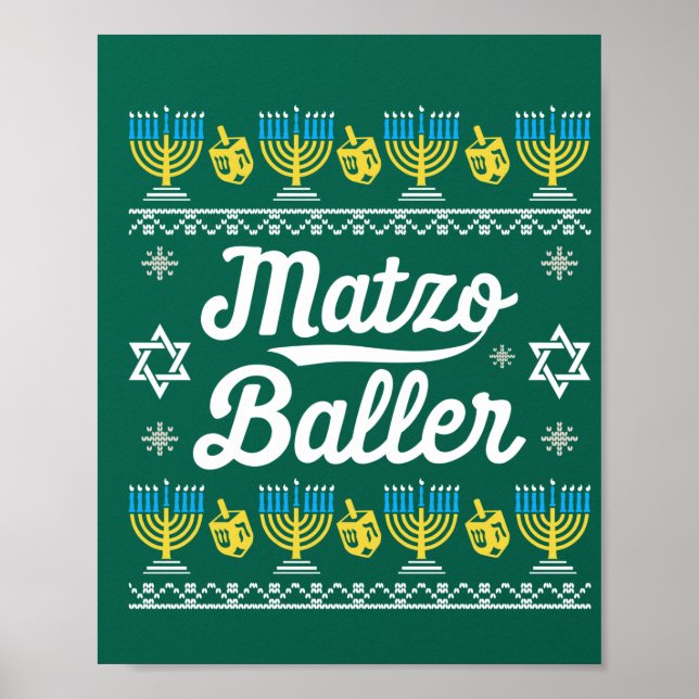 Póster Matzo Baller Long Sleeve Graciosos Regalos Hanukka (Frente)