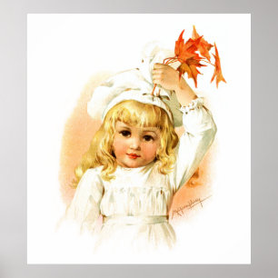 Póster Maud Humphrey: Chica de otoño con hojas de arce