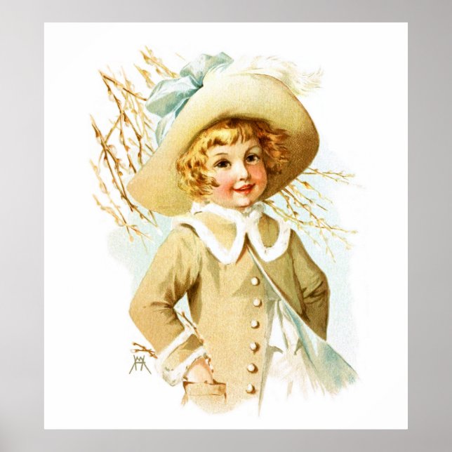 Póster Maud Humphrey: Chica de primavera bajo Willow Catk (Frente)