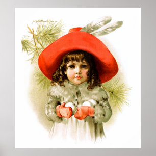 Póster Maud Humphrey: Chica del invierno con las bolas de