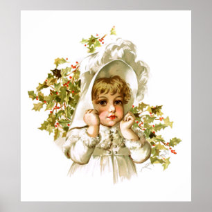Póster Maud Humphrey: Chica del otoño con acebo