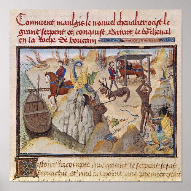 Póster Maugis luchando contra la serpiente (Frente)