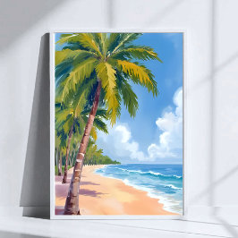Póster Maui Beach Palm Trees Hawaii Pintura