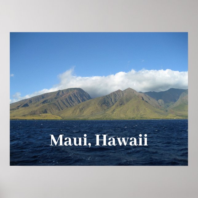 Póster Maui Hawaii Bellos Montes Océano (Frente)