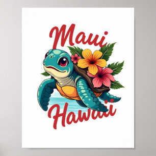 Póster Maui Hawaii T Shirt Chica Women Niños Sea Turtle H