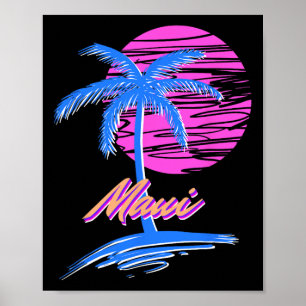 Póster Maui Vaporwave Synth Outrun Sunset 80s Beach Retro