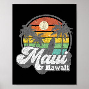 Póster Maui vintage Hawái playa hawaiana surf 70's Su