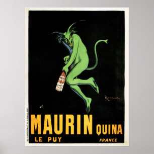 Póster MAURIN QUINA Diablo Verde Liquero francés Absinthe