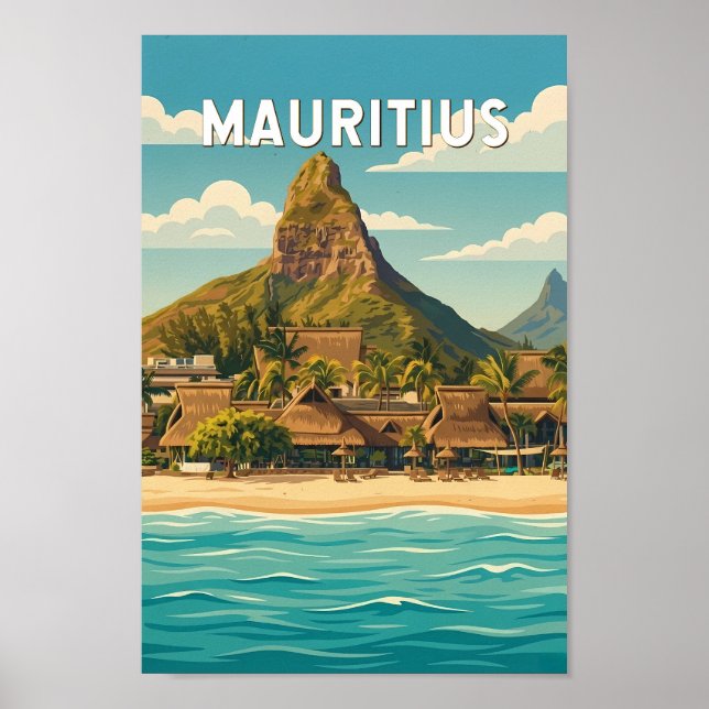 Póster Mauritius Illustration Travel Art Vintage (Frente)