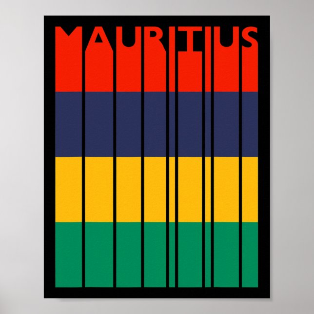 Póster Mauritius Vintage Mauritian Flag Vacation  (Frente)