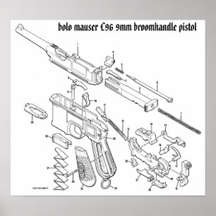 Póster Mauser C96 poster de mango de bromo de 9 mm
