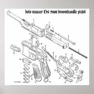 Póster Mauser C96 poster de mango de bromo de 9 mm