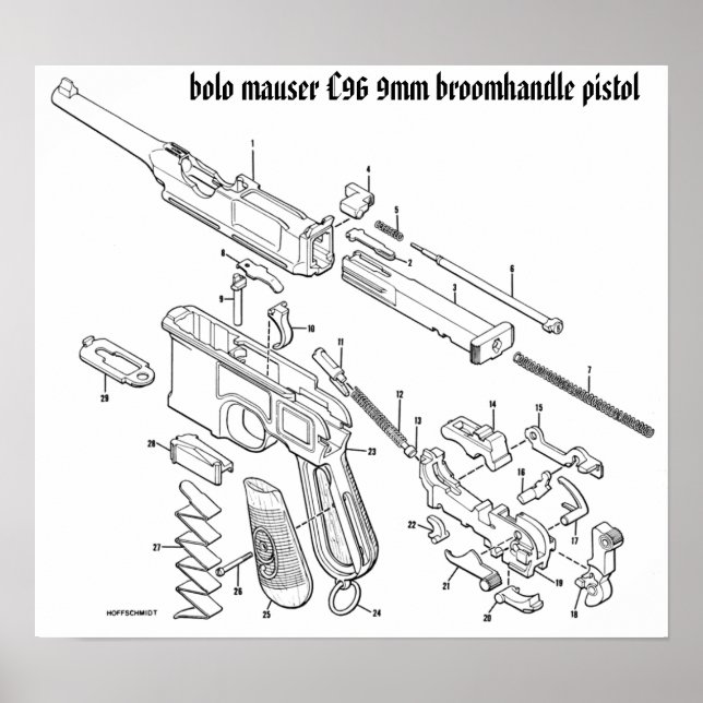 Póster Mauser C96 poster de mango de bromo de 9 mm (Frente)