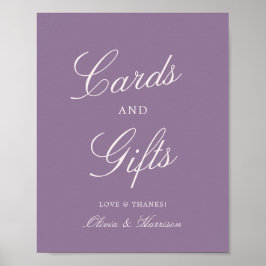 Póster Mauve Calligraphy Wedding Cards & Gifts Sign