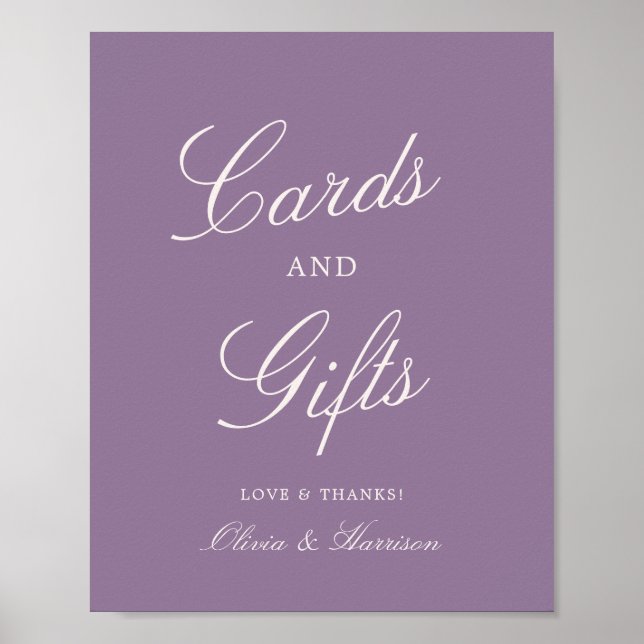 Póster Mauve Calligraphy Wedding Cards & Gifts Sign (Frente)