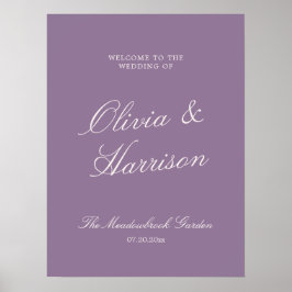 Póster Mauve Garden Calligraphy Wedding Welcome Poster