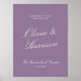 Póster Mauve Garden Calligraphy Wedding Welcome Poster