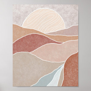 Póster Mauve Pink & Mauve Sunset Abstract Mountain