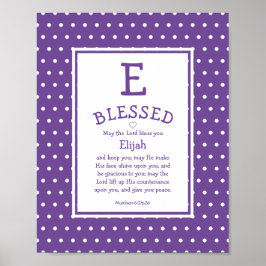 Póster Mauve Polka Dot Name Blessing Nursery Poster