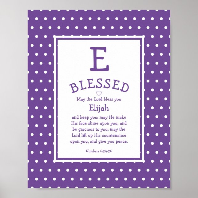 Póster Mauve Polka Dot Name Blessing Nursery Poster (Frente)