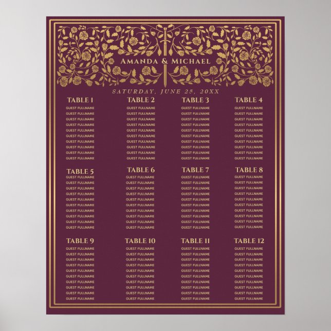 Póster Mauve Royal Medieval Sword Boda (Frente)
