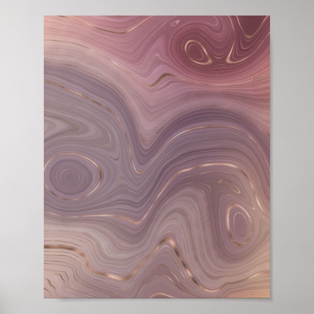Póster Mauve Strata | Agentes de oro rosados y Rosas (Frente)