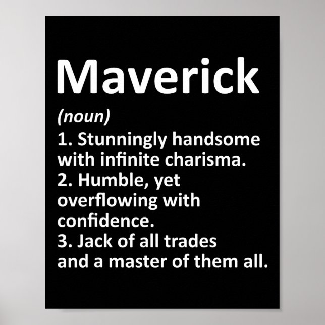 Póster Maverick Definition Personalized Name Funny Birthd (Frente)