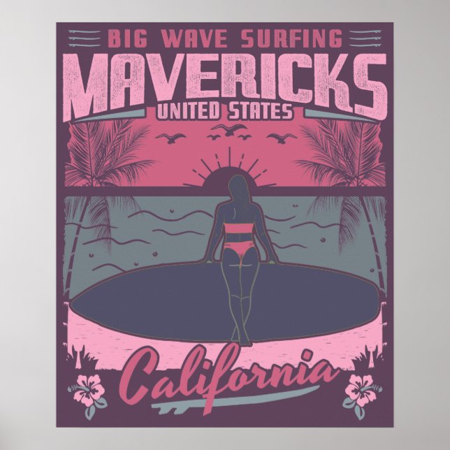PÓSTER MAVERICKS CALIFORNIA - GRAN OLA SURFANDO (Frente)
