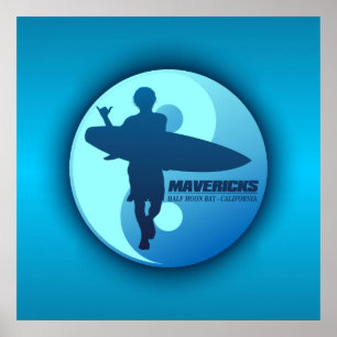 Póster Mavericks -Half Moon Bay (Azul)