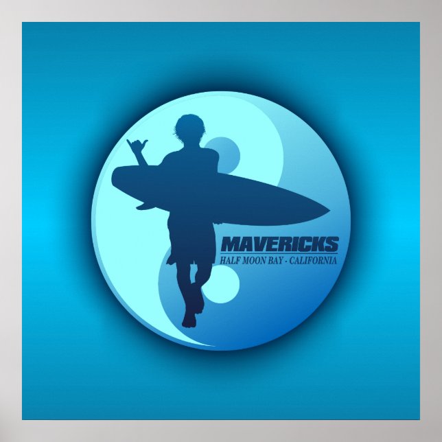 Póster Mavericks -Half Moon Bay (Azul) (Frente)