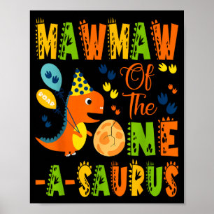 Póster Mawmaw del dinosaurio del primer cumpleaños del on