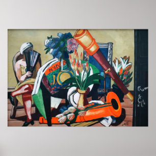 Póster Max Beckmann - Großes Stillleben mit Fernrohr