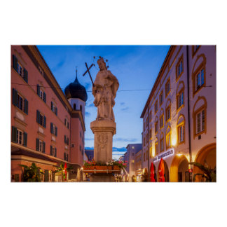 Póster Max-Josefs-Platz und Nepumukbrunnen bei Abenddämm