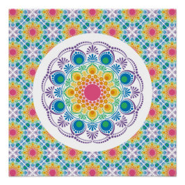 Póster Maxima fuente arcoíris floral Diamante