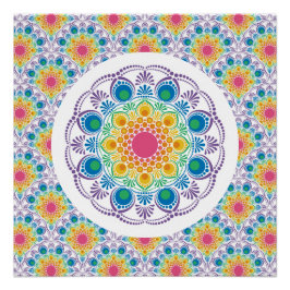 Póster Máxima fuente arcoíris floral fuente Art Decó esca