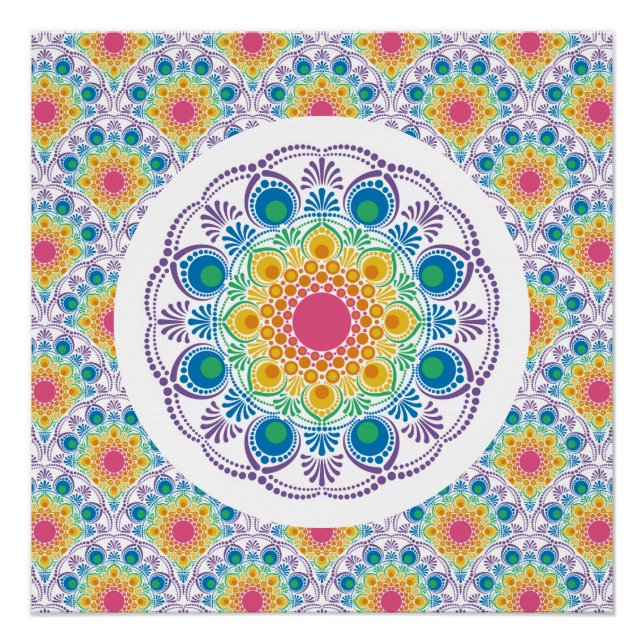 Póster Máxima fuente arcoíris floral fuente Art Decó esca (Anverso)