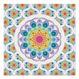 Póster Maxima Fuente Floral Arcoiris Retro Ogee