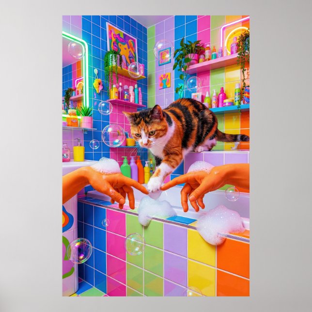 Póster Maximalist Bathroom Wall Art, Calico Cat (Frente)