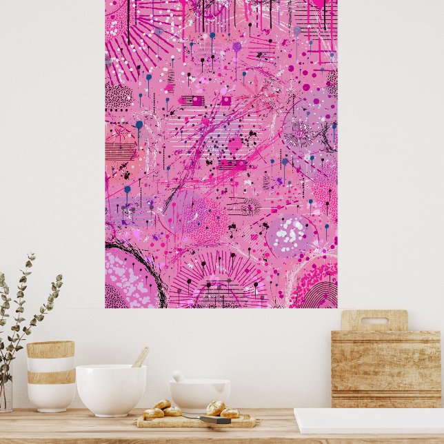 Póster Maximalista abstracto rosa: Sundae de frambuesa (Cocina)