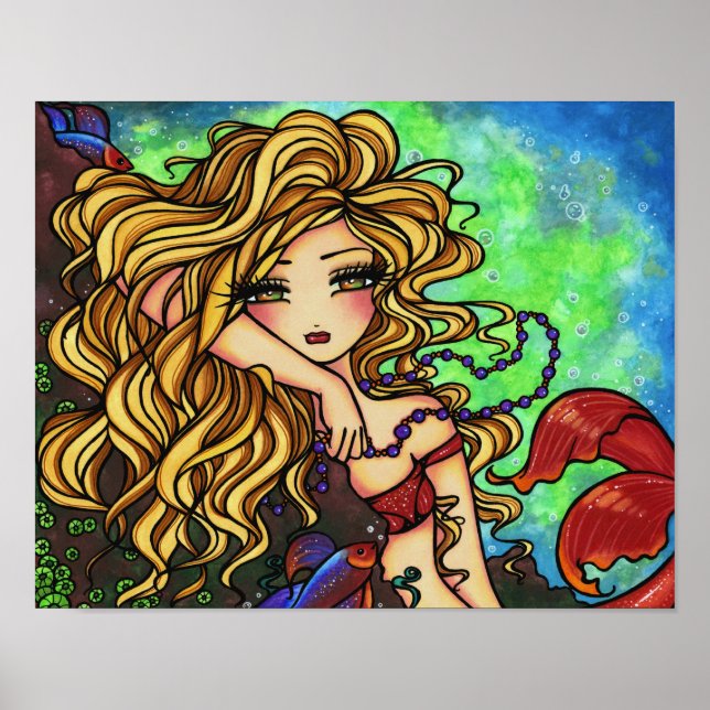 Póster "Maxine" Mermaid Beta Fantasy Fairy Art (Frente)