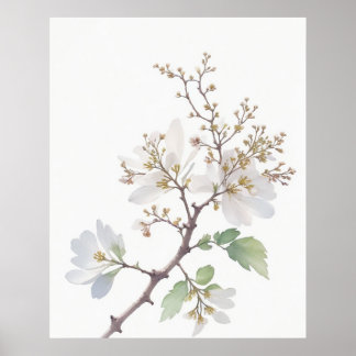 Póster May Hawthorn Birth Flower