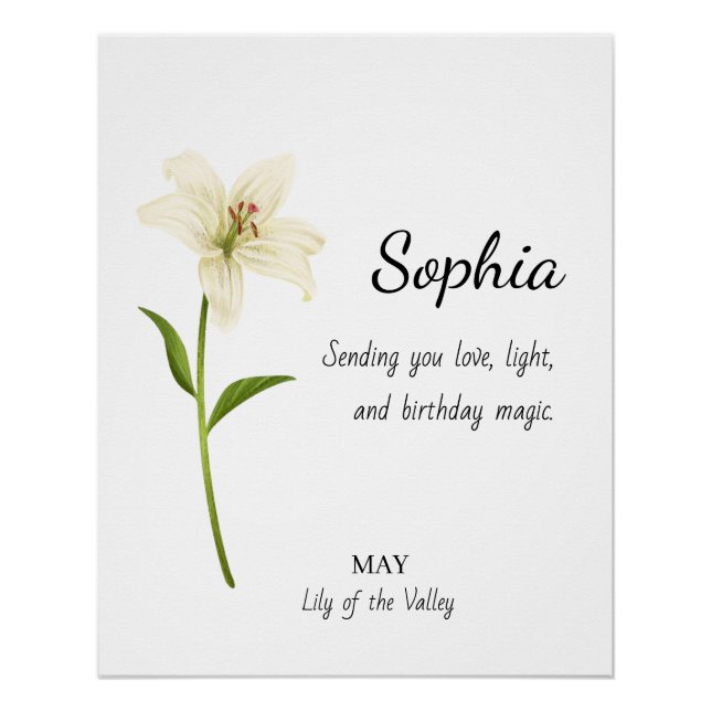 Póster May Lily of the Valley Personalized Birthday (Anverso)
