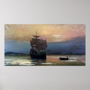 Póster Mayflower en el puerto de Plymouth