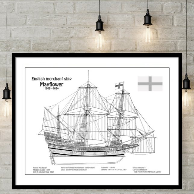 Póster Mayflower - Planes de huella azul para el buque BD (Subido por el creador)