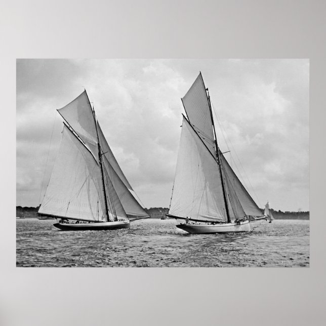 Póster Mayflower y Galatea empiezan la America's Cup 1886 (Frente)