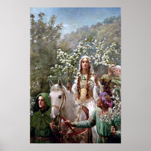Póster Maying de la Reina Guinevere por John Collier (Frente)