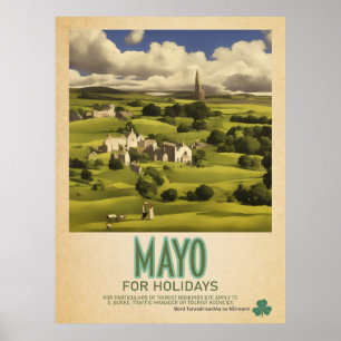 Póster Mayo Ireland, anuncio de viaje retro irlandés
