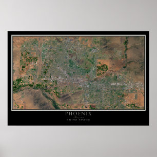 Póster Mayor Phoenix Arizona del mapa de satélites espaci
